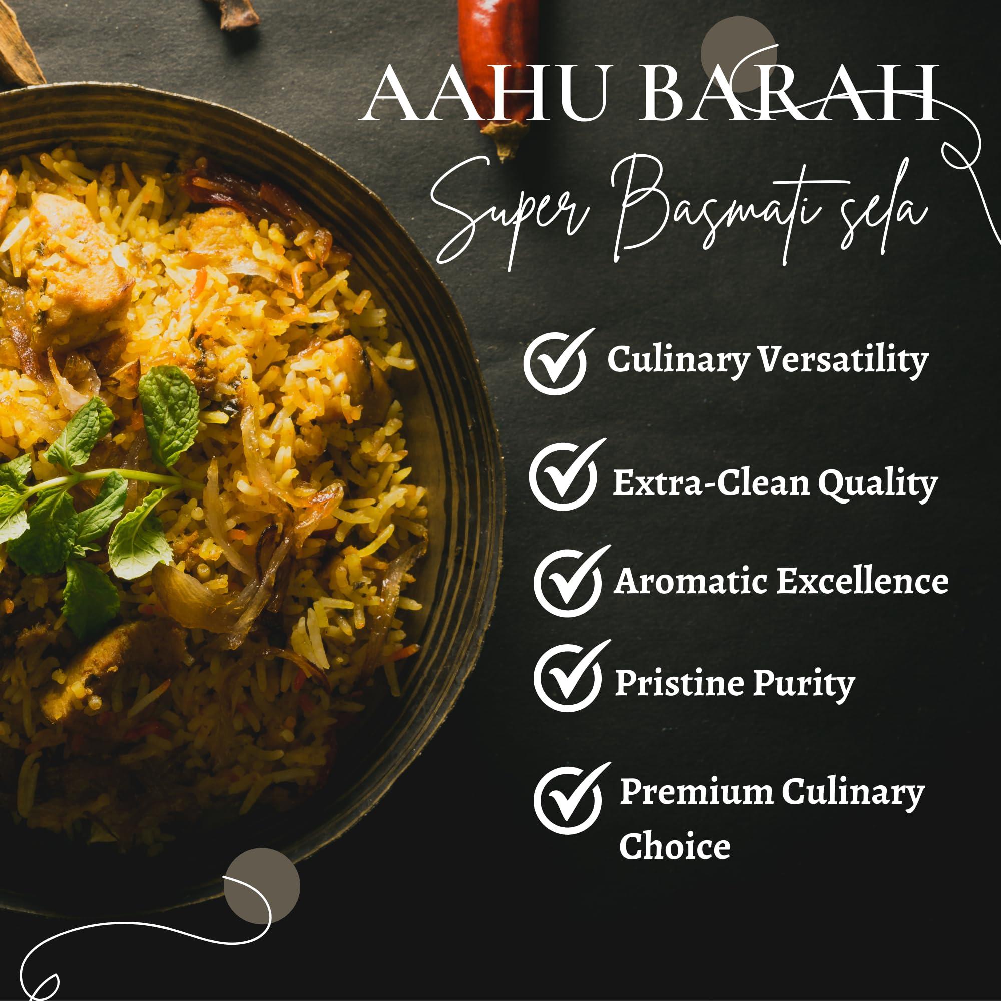 Aahubarah Aahu Barah Basmati Sela Rice - Extra-Long Grain for Superior Culinary Delights 10lb Pack