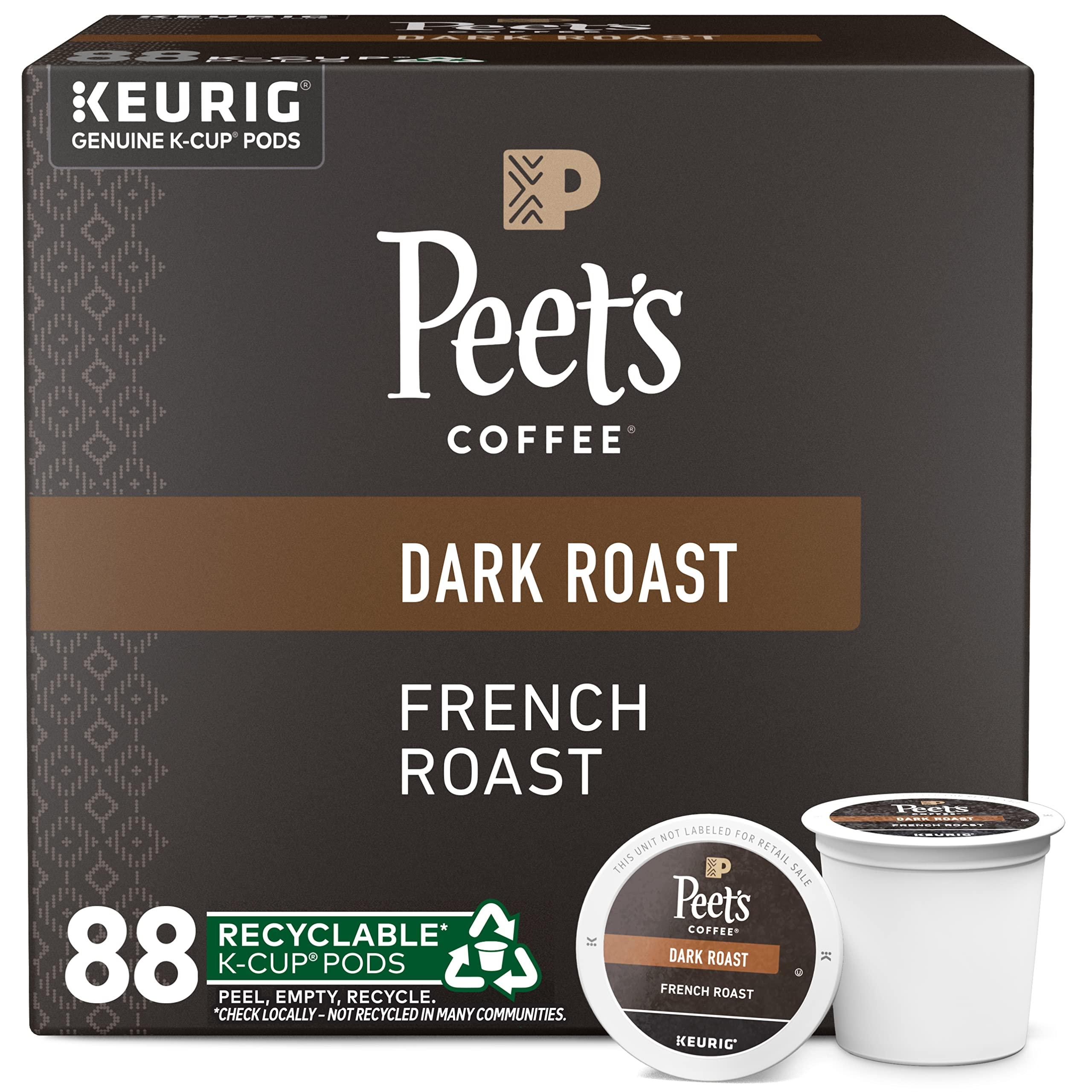 Peet's Coffee Peet\'s Coffee, Dark Roast Keurig K-Cup Pods - French Roast 88 Count (4 Boxes of 22 K-Cup Pods)