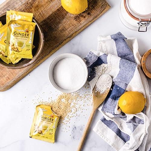Prince Of Peace Prince of Peace Instant Natural Lemon Ginger Honey Crystals, 10 Sachets  Instant Hot or Cold Beverage for Nausea Relief and Soothes Throat  Easy to Brew Ginger and Honey Crystals