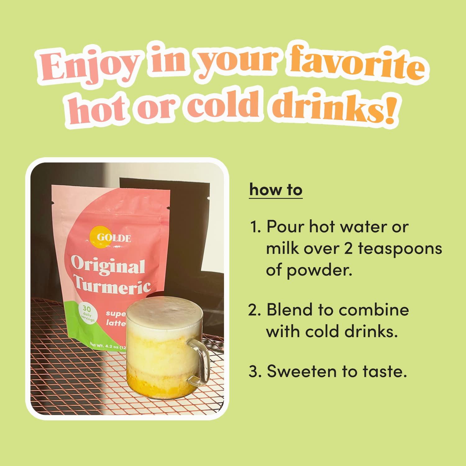 GOLDE GOLDE - Superfood Latte Blend - Original Turmeric - Plant-Based w/Coconut, & Ginger - Supports Skin Glow, Gut Health, & Immunity - Vegan, Keto, Sugar-Free - 30 Servings