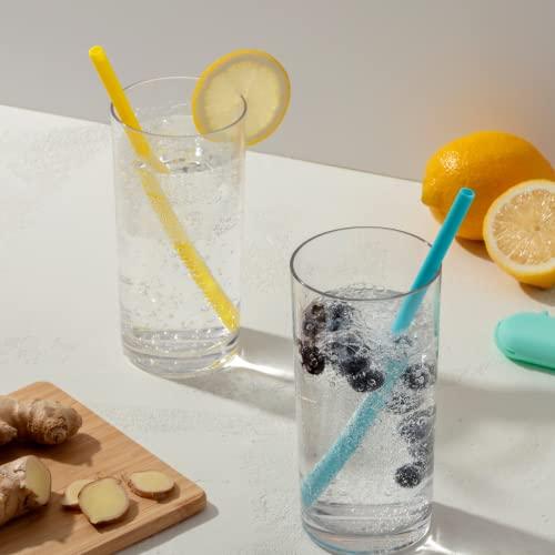 GIR GIR: Get It Right Reusable Silicone Straws with Travel Case and Clean Wand, Eco-Friendly Drinking Straws for Hot and Cold Beverages, 5-Pack (Mist)