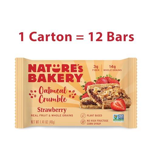 Nature\'s Bakery Natures Bakery Oatmeal Crumble Bars, Strawberry, Real Fruit, Vegan, Non-GMO, Breakfast bar, 1 Box With 12 Twin Packs (12 Twin Packs)