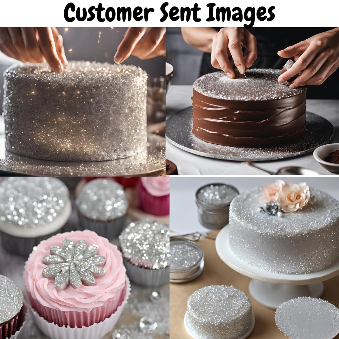 DAZZLE DUST (BULK10g) Silver Edible Glitter For Drinks, Silver Luster Dust Edible Glitter For Cakes, Silver Sprinkles For Cake Decorating, Edible Cake Decorations Drink Glitter 100% Food Safe, Vegan, Gluten Free