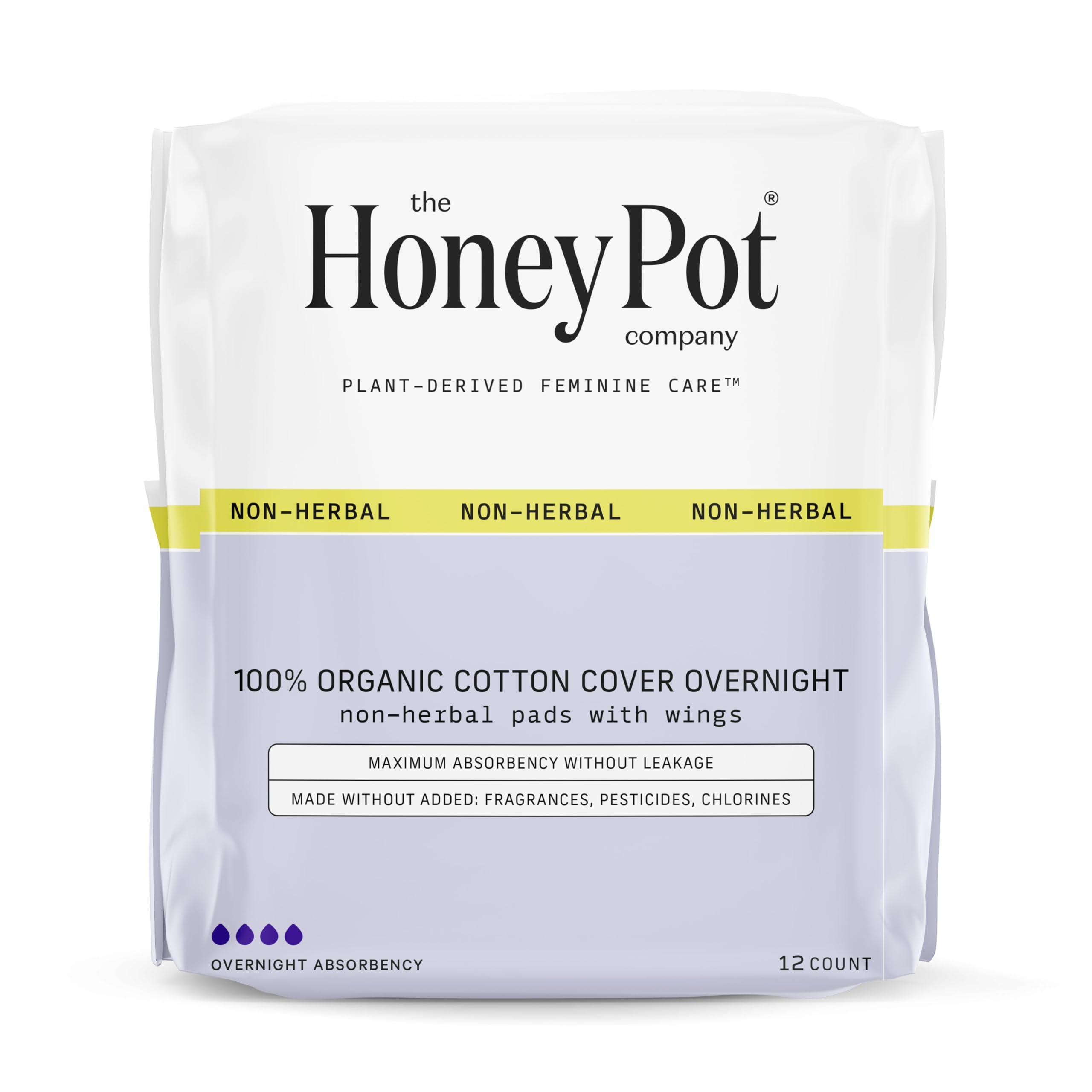 The Honey Pot Company The Honey Pot Company - Pads for Women - Non-Herbal Overnight & Regular Flow Bundle - Organic Cotton Cover & Ultra-Absorbent Pulp Core - Sanitary Pads for Women - Feminine Care - FSA & HSA Eligible
