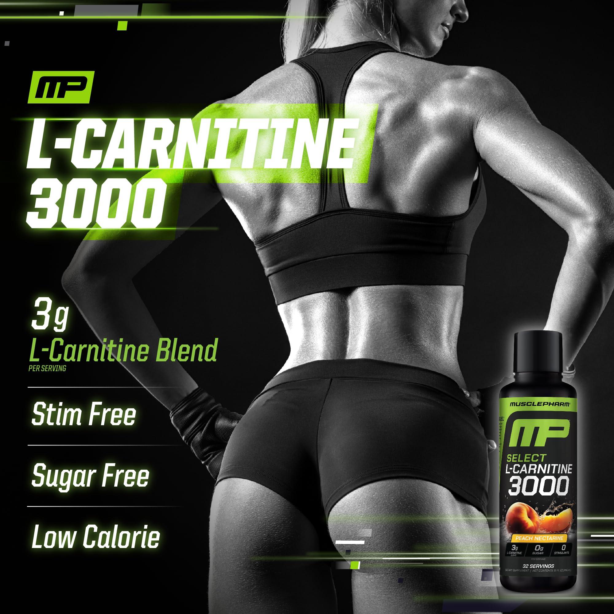 Muscle Pharm Muscle Pharm L-Carnitine 3000, The Ultimate Liquid L Carnitine Supplement for High-Performance, Supports Metabolism, Hydration & Energy, Zero Sugar/Calories, Peach Nectarine Flavor, 32 Servings