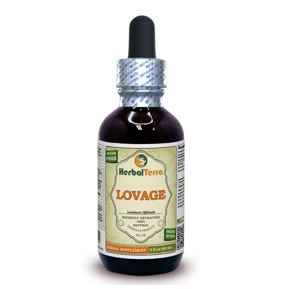 Herbal Terra LLC Lovage (Levisticum Officinale) Tincture, Organic Dried Leaves Liquid Extract (Brand Name: HerbalTerra, Proudly Made in USA) 2 fl.oz (60 ml)