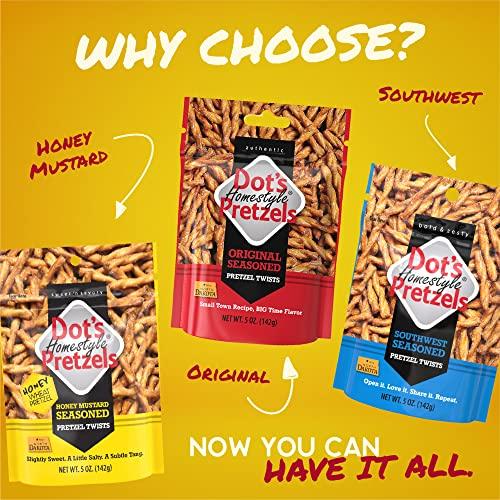 Dot\'s Homestyle Pretzels Dot\'s Homestyle Pretzels 5 Ounce Snack Size Individual Packs Seasoned Pretzel Twists (Variety Pack, 5 Ounce (Pack of 3))