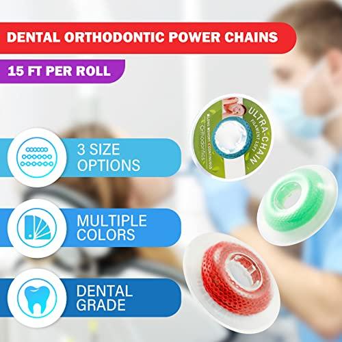 Annhua Annhua Dental Orthodontic Elastic Chain, Dental Spool Elastic Rubber Band Power Chains for Braces, Short, Light Green - 35# - 15ft/Roll