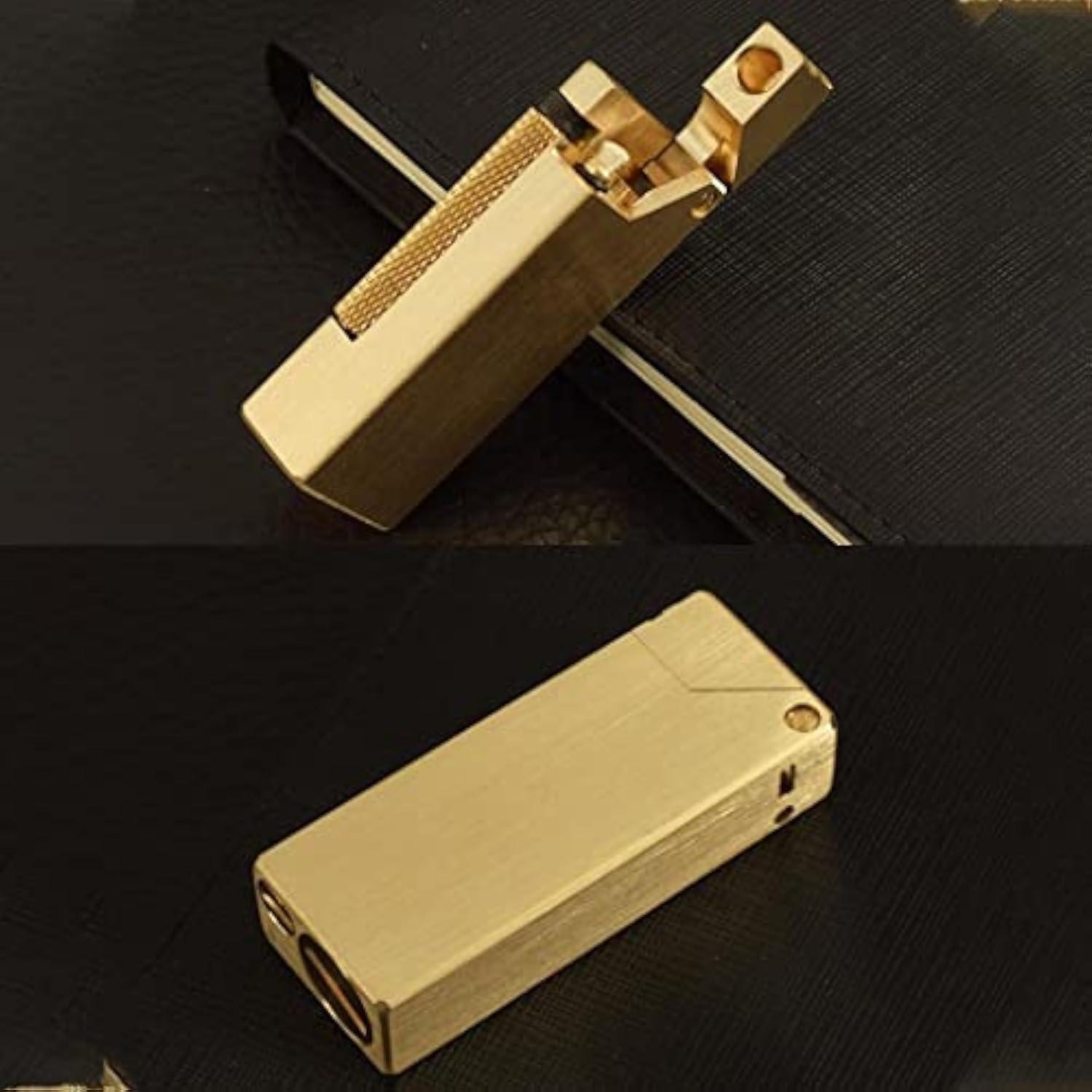HUZHUAN HUZHUAN Vintage Trench Brass Lighter Retro Refillable Kerosene Lighter Side Pulley Grinding Wheel Free Ignition Lighter Unique Birthday Gift for Men Dad Husband