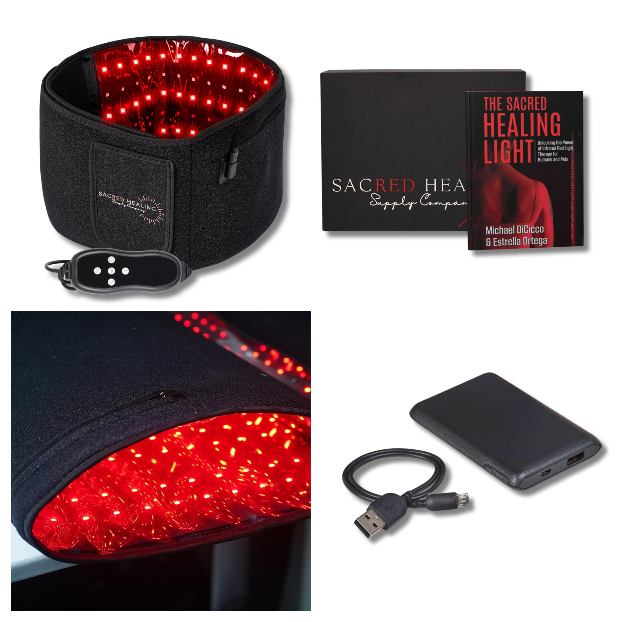 SACRED HEALING SUPPLY COMPANY Sacred Healing Infrared + Red Light Therapy Belt - Full Body Portable Advanced Medical Grade Technology for Pain Relief, Skin Care, Body Contouring and More. Power Bank & Ebook Gift Set