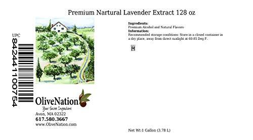 OLIVENATION OliveNation Premium Lavender Extract from Natural Flavors, Light Floral Flavoring for Baked Goods, Beverages, Sauces, Non-GMO, Kosher, Vegan - 128 oz