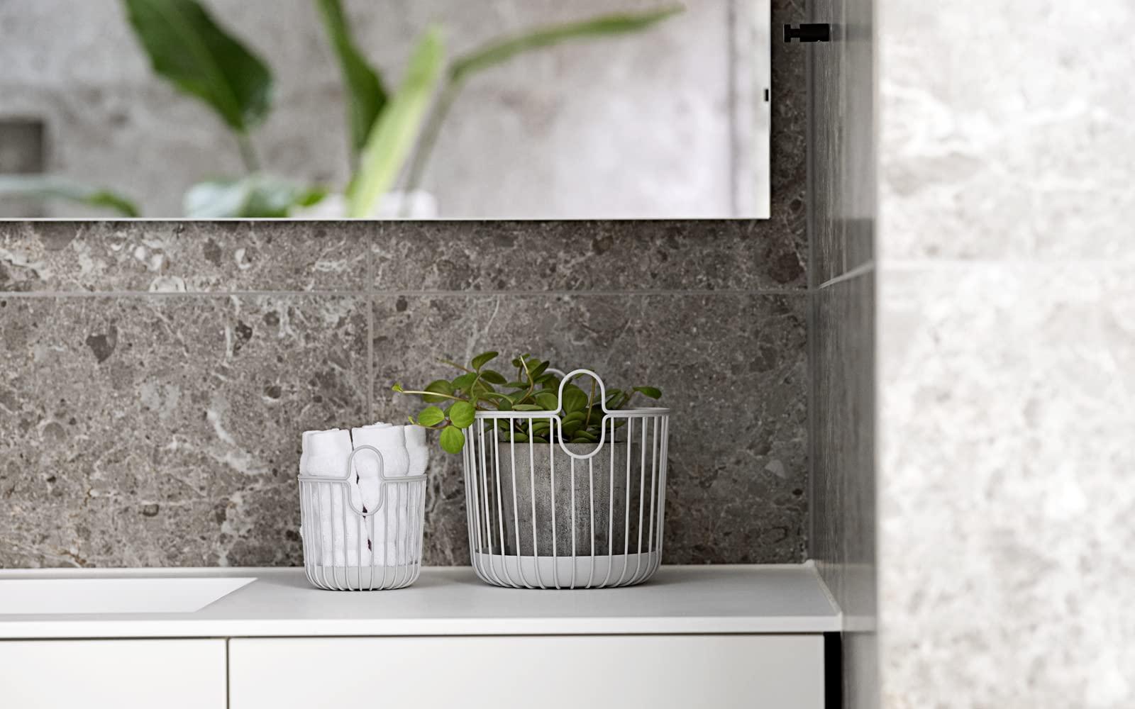 Zone Denmark Zone Denmark Inu Basket - Basket with Handles Crafted from Metal - with sleek and sturdy design - Stylish and Functional Storage for Kitchen, Bathroom, Children\'s Room, and Home Office- (Small)