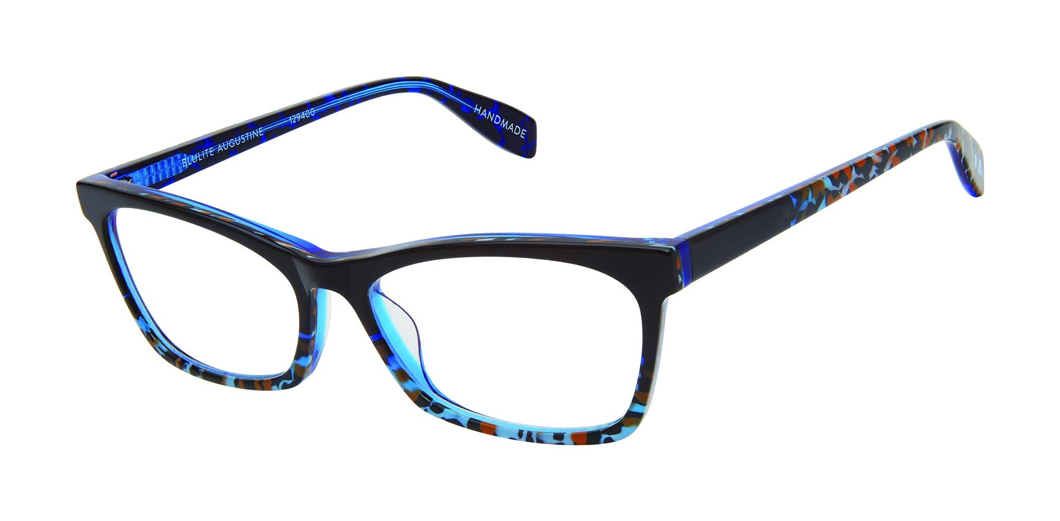 Scojo New York Scojo New York Augustine Blue Light Reading Glasses, Handmade Scratch Resistant Readers for Women and Men, Blue Camo - 1.50x