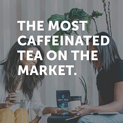 ZEST TEA Zest Tea Premium Energy Hot Tea, High Caffeine Blend Natural & Healthy Black Coffee Substitute, Perfect for Keto, 135 mg Caffeine per Serving, Pomegranate Mojito Green Tea, Tin of 15 Sachet Bags