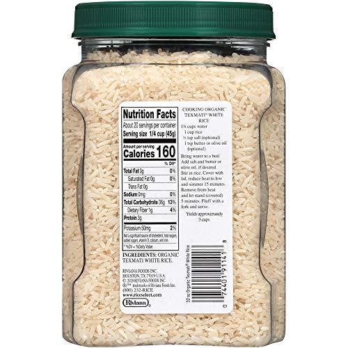 RiceSelect RiceSelect Organic Texmati White Rice, Long Grain, Gluten-Free, Non-GMO, 32 oz (Pack of 4 Jars)