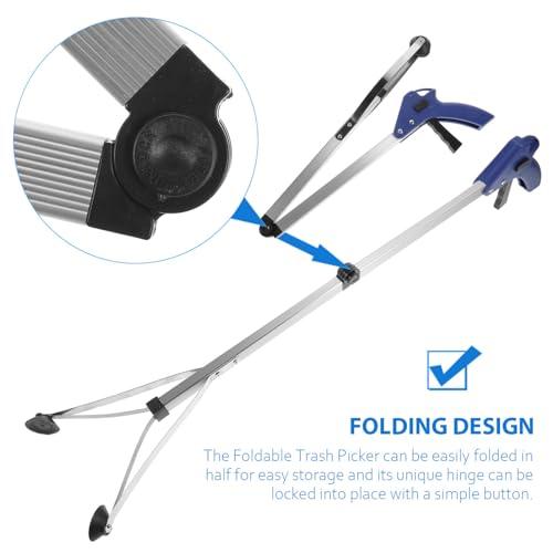 Garneck Garneck Trash Grabber Folding Trash Tongs Outdoor Fireplace Tools Trash Pick Clips Pincher Grab Tool Rubber Charcoal Handle Elder Grabber Pickup Tool