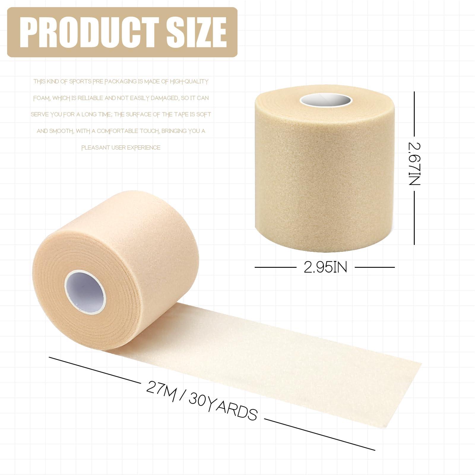 Jtshy Pre-wrap Athletic Tape,2.75 Inches X 30 Yards Roll Pre wrap Headbands for Hair Soccer,Foam Underwrap Sports Wrap for Ankles Wrists Hands Knees Elbows (Beige)
