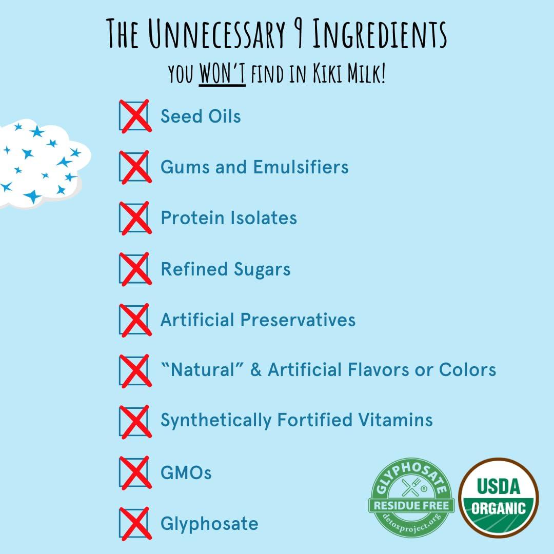 Kiki Milk Kiki Milk Plant Based Milk - Organic Original Kiki Milk - Calcium & Magnesium Source - Gluten Free, Gum Free, GMO Free, Dairy Free, Soy Free, Glyphosate Free - Shelf Stable - (32 oz • Pack of 6)