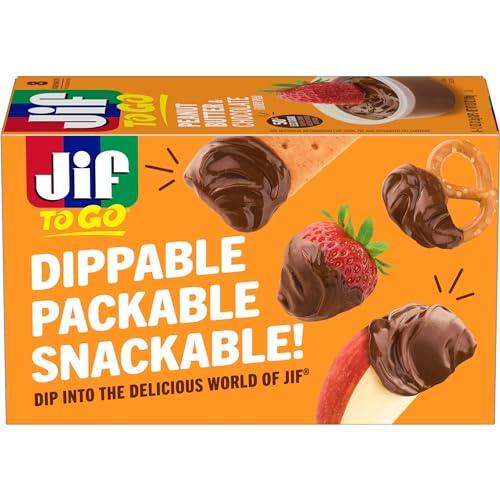 Jif Jif Peanut Butter & Chocolate To Go, 8 Count Cups (Pack of 6), Less Sugar, Thick & Creamy Texture