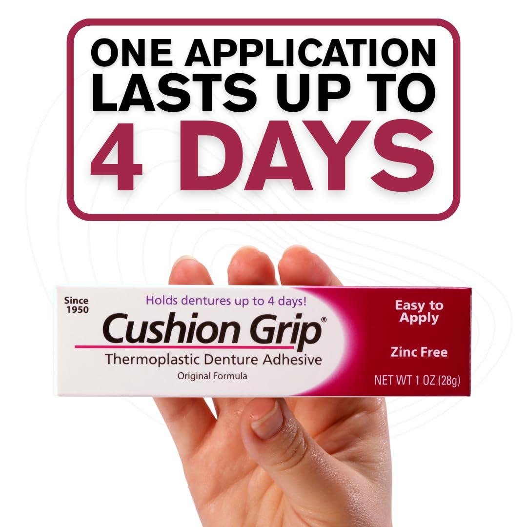 Cushion Grip Cushion Grip Thermoplastic Denture Adhesive, 1 oz - Improves Denture Fit, Comfort & Stability | Non-Glue Adhesive, Acts Like a Soft Reline (Pack of 6)