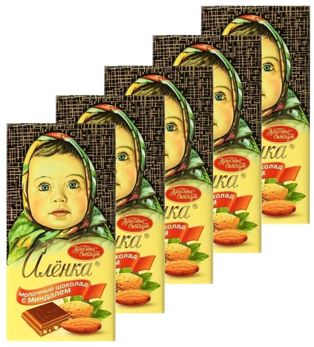 Generic Famous Russian Chocolate Bar \"Alenka\" with Almond by Red October (2)