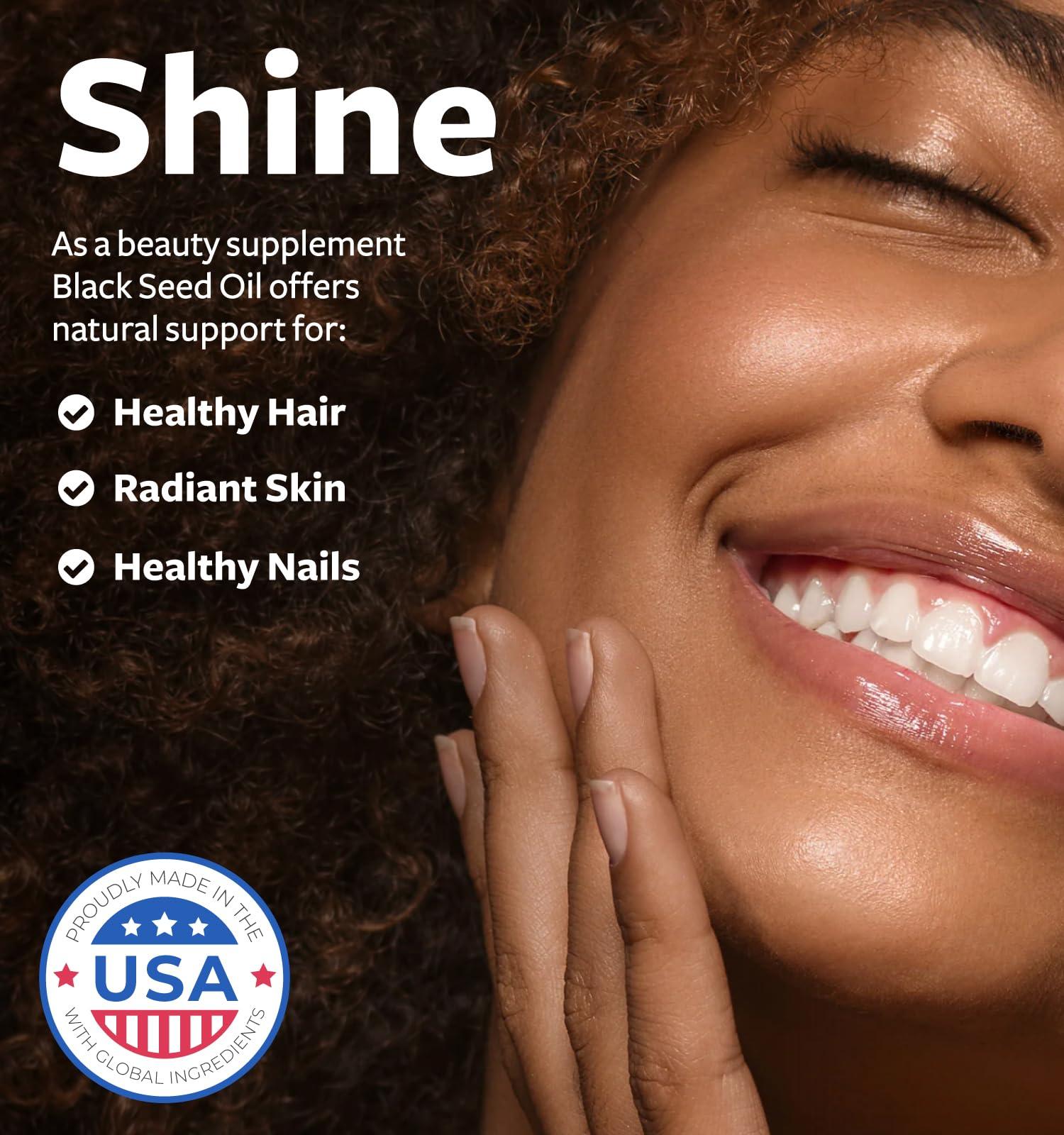 Healths Harmony Black Seed Oil - 180 Softgel Capsules (Non-GMO & Vegan) Premium Cold-Pressed Nigella Sativa Producing Pure Black Cumin Seed Oil with Vitamin E - 500mg Each, 1000mg Per 2 Capsule Serving