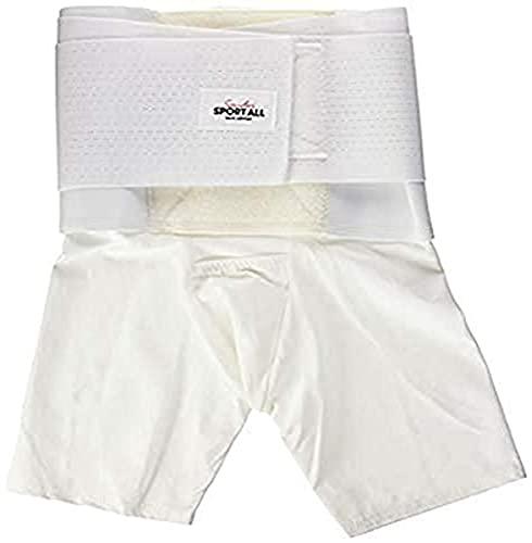 Saunders Saunders S'port All Back Support with White Compression Shorts: Men's, Small (Waist: 28" - 30")
