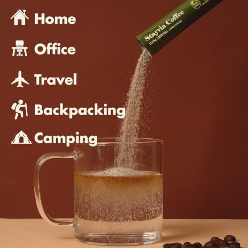 STAYVIA COFFEE STAYVIA COFFEE Stevia Instant Coffee Packets - Korean Instant Latte with Sugar-Free & Low Calories - 30 Sticks (0.33oz) - Plant-Based Sweetener - Enjoy Caffeine Hot & Cold at Office, Home & Travel