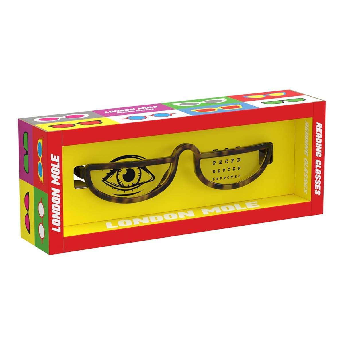 LONDON MOLE LONDON MOLE Eyewear | Brainy Reading Glasses | Half Moon Glasses | Cool Readers | Men\'s Women\'s Unisex | Full Rim Glasses | Spring Hinges | Gloss Pale Tortoiseshell | magnification +1.0