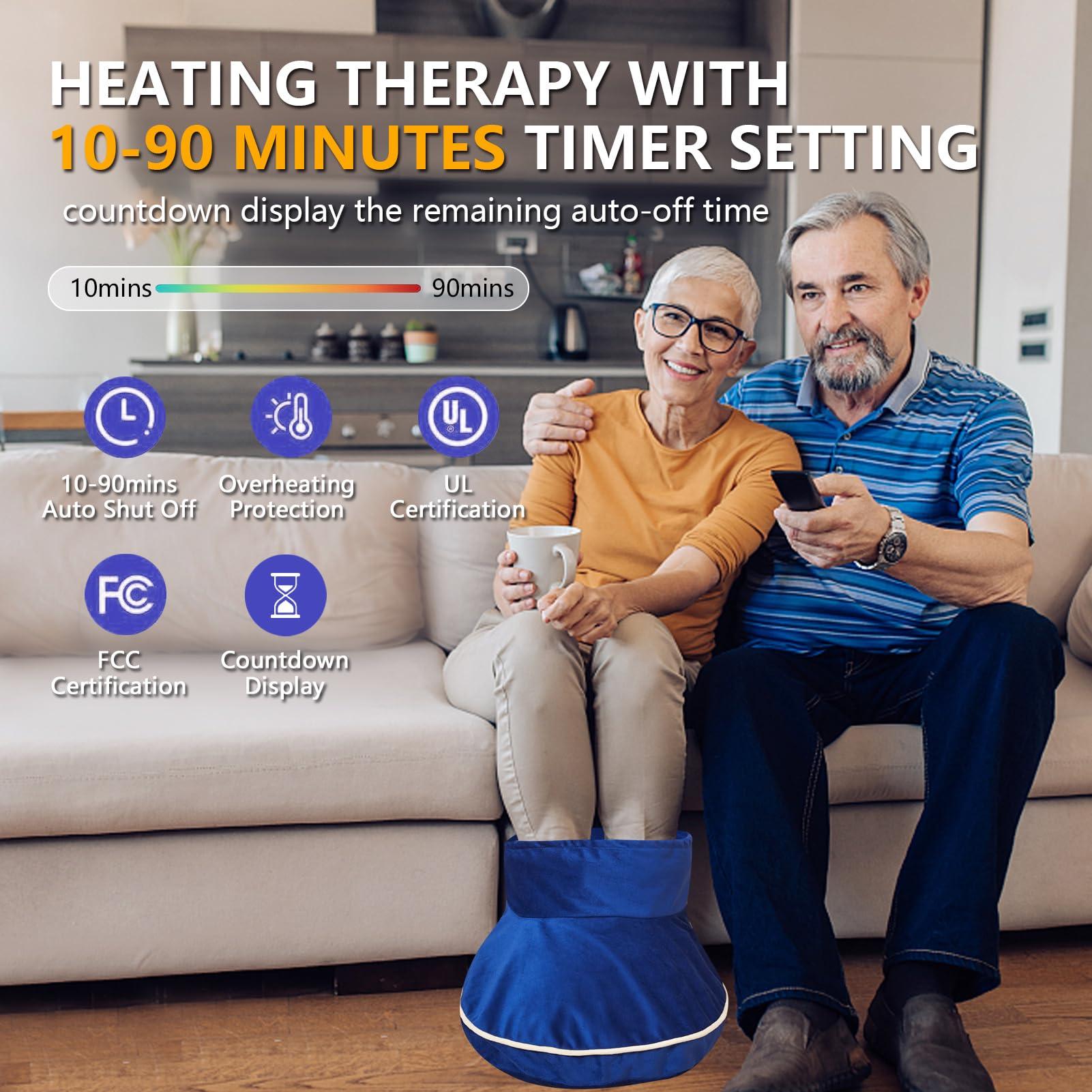 JOBYNA Large Foot Warmer for Feet, Electric Foot Heating Pad with Washable Cover, 86-158Adjustable Heat & Auto Shut-Off, Deep-Penetrating Heat for Neuropathy Pain Relief and Foot Pain