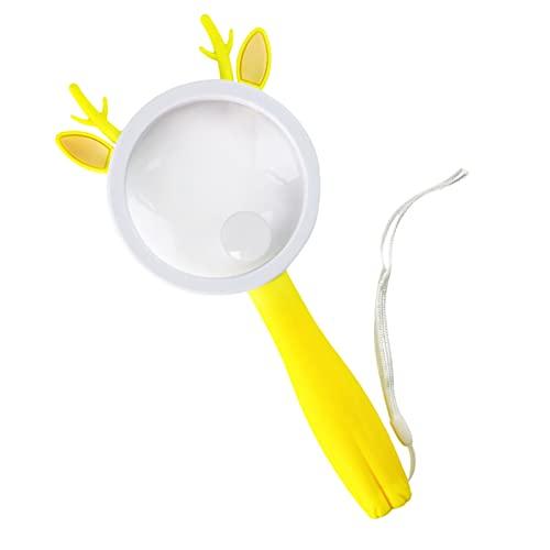 Generic Magnifying Glass for Kids Students Hand-held Reading Magnifier Kids Magnify Glass Toy Cute Cartoon Style Great for Reading (Color : Gold)