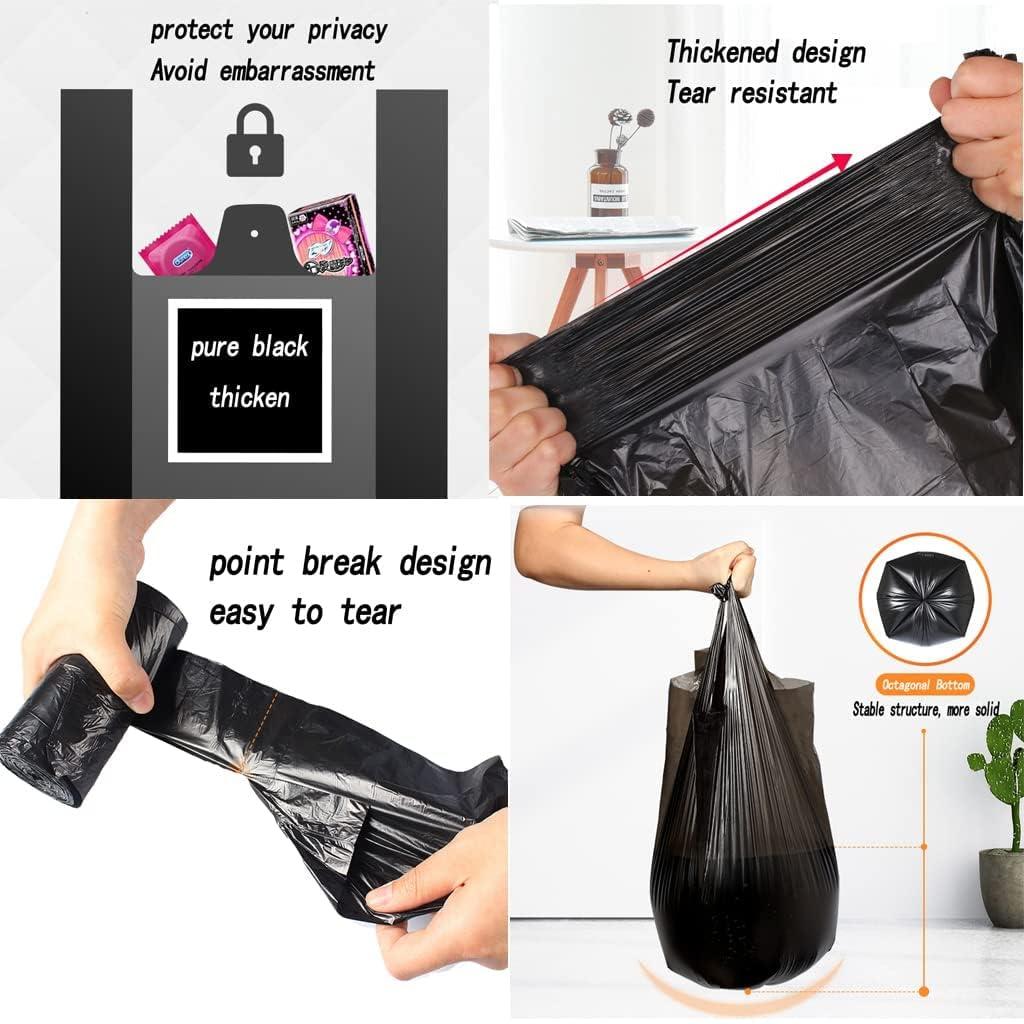 BIAUYEGNW Small Black Trash Bags,Thicken Value 4 Gallon Trash Bag with Handle,200 Counts Small Garbage Bags Wastebasket Trash Can for Bathroom Bedroom Office Kitchen