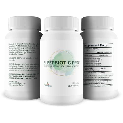 Lucky Life Marketplace Sleepbiotic Pro - Multi-Strain Probiotic Sleep Support - Aid Gut Health & Immune Support - Promote Relaxation & Sleep Quality with Premium Probiotics - Lactobacillus & Bifidobacterium - 40 Billion CFU