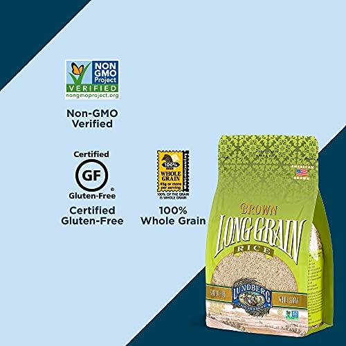 Lundberg Lundberg Family Farms - Brown Long Grain Rice, Rich & Nutty, Firm Texture When Cooked, 100% Whole Grain, High in Fiber, Vitamins & Minerals, Pantry Staple, Gluten-Free, Non-GMO, Vegan, Kosher (32 oz)