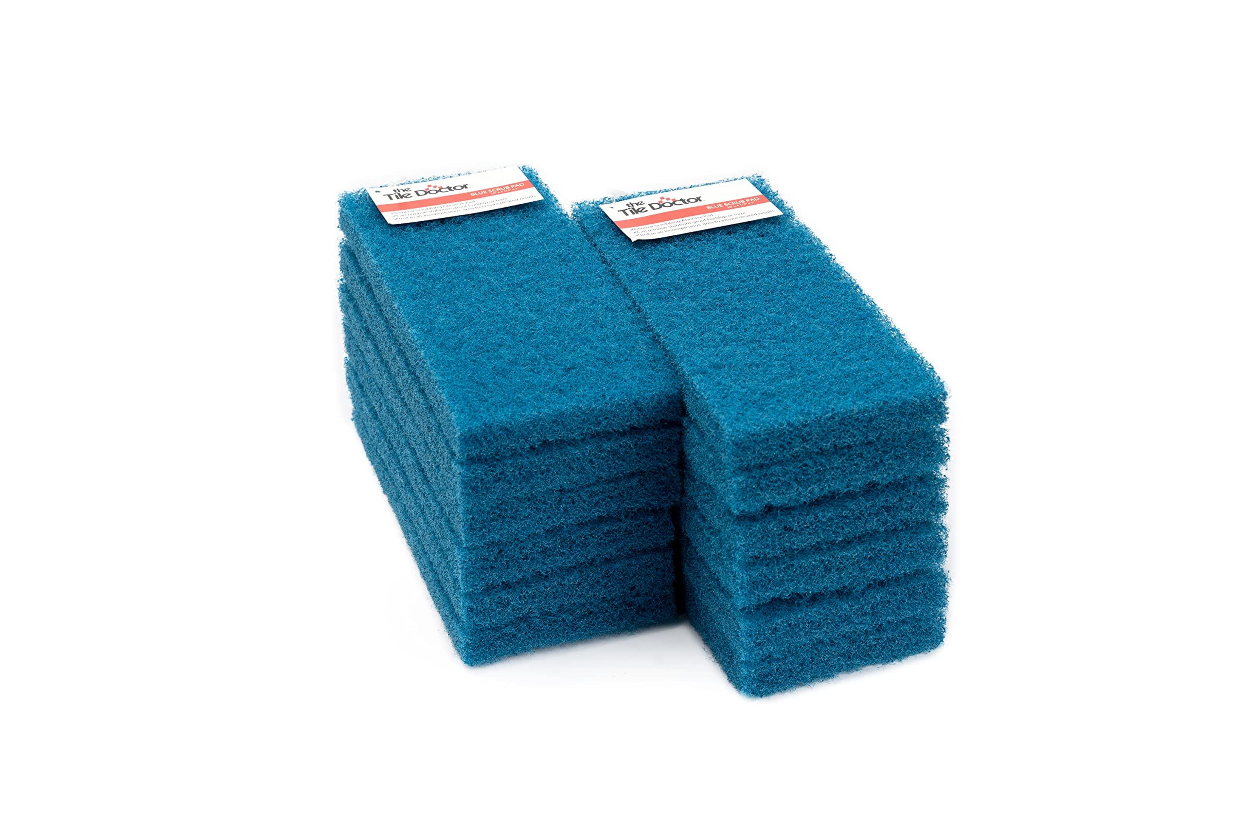 The Tile Doctor Scrub Doctor Scrub Pads - Commercial Grade Scrubber Sponge, Reusable Eco-Friendly Cleaning Supplies (Blue - Medium Duty, 12 Pack)