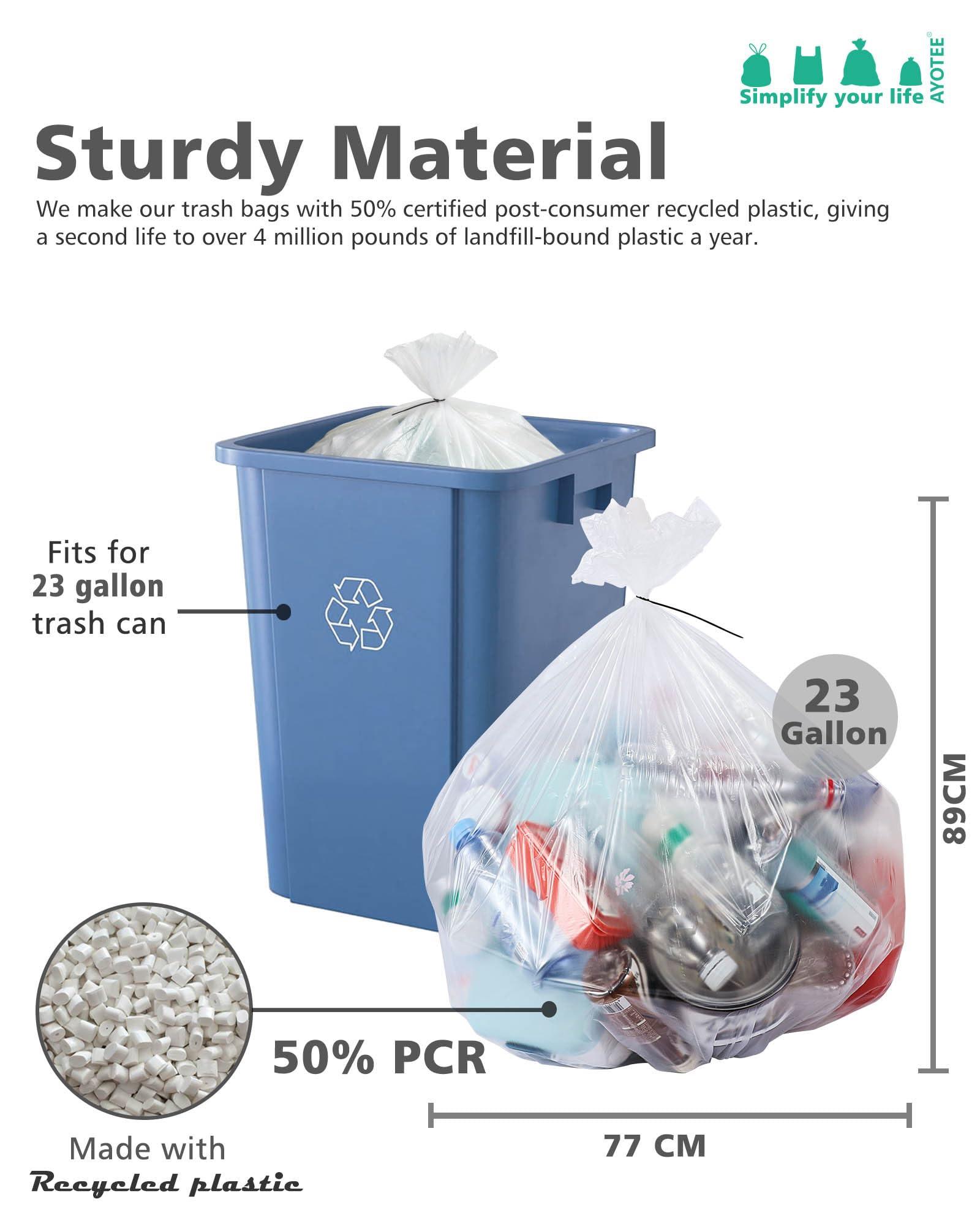 AYOTEE AYOTEE 23 Gallon Trash Bags with Zip Ties, Large Clear Trash Bags 20 Gallon, 50 Count Extra Large Garbage Bags Clear Garbage Bags for Home, Office, Recycling, Lawn and Leaf
