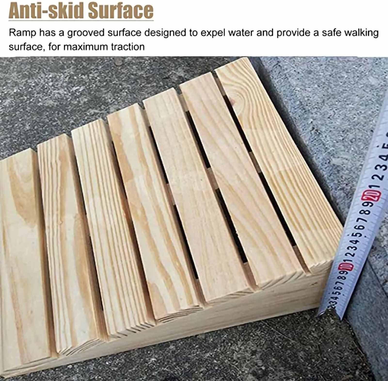 YWZQY YWZQY Threshold Ramp, Solid Wood Non-Skid No Water Assisted Uphill Wooden Ramp, Access Ramp for Wheelchair Trolley Small Pet (Color : Natural, Size : 25.8 x 30 x 7cm)