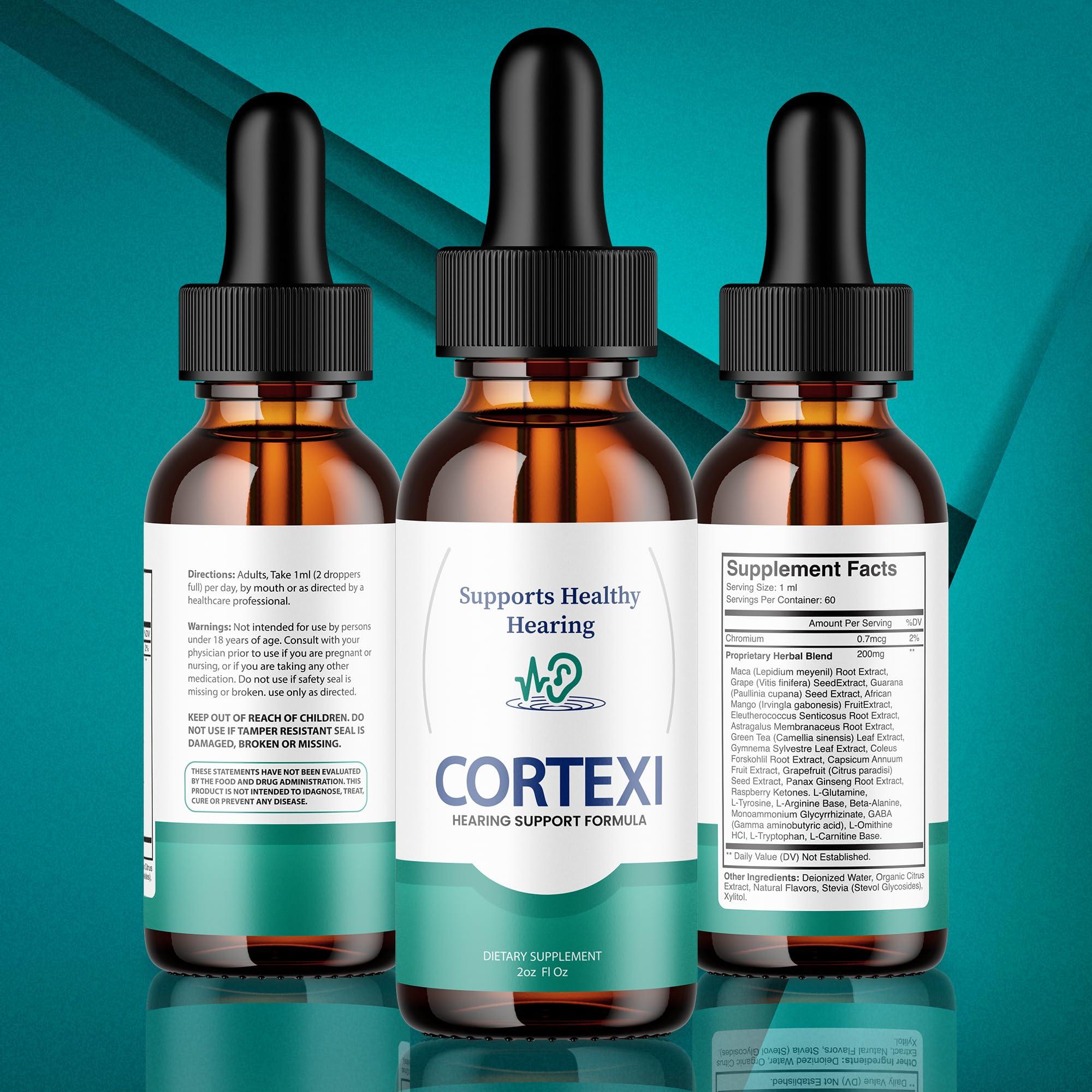 Purvia (Official) Cortexi Tinnitus Treatment Hearing Support with Chromium, Grape Seed, Astragalus, Maca Root - Cortexi Hearing Support Drops Supplement Cortexi Tinnitus Treatment for Ringing Ears (2oz)