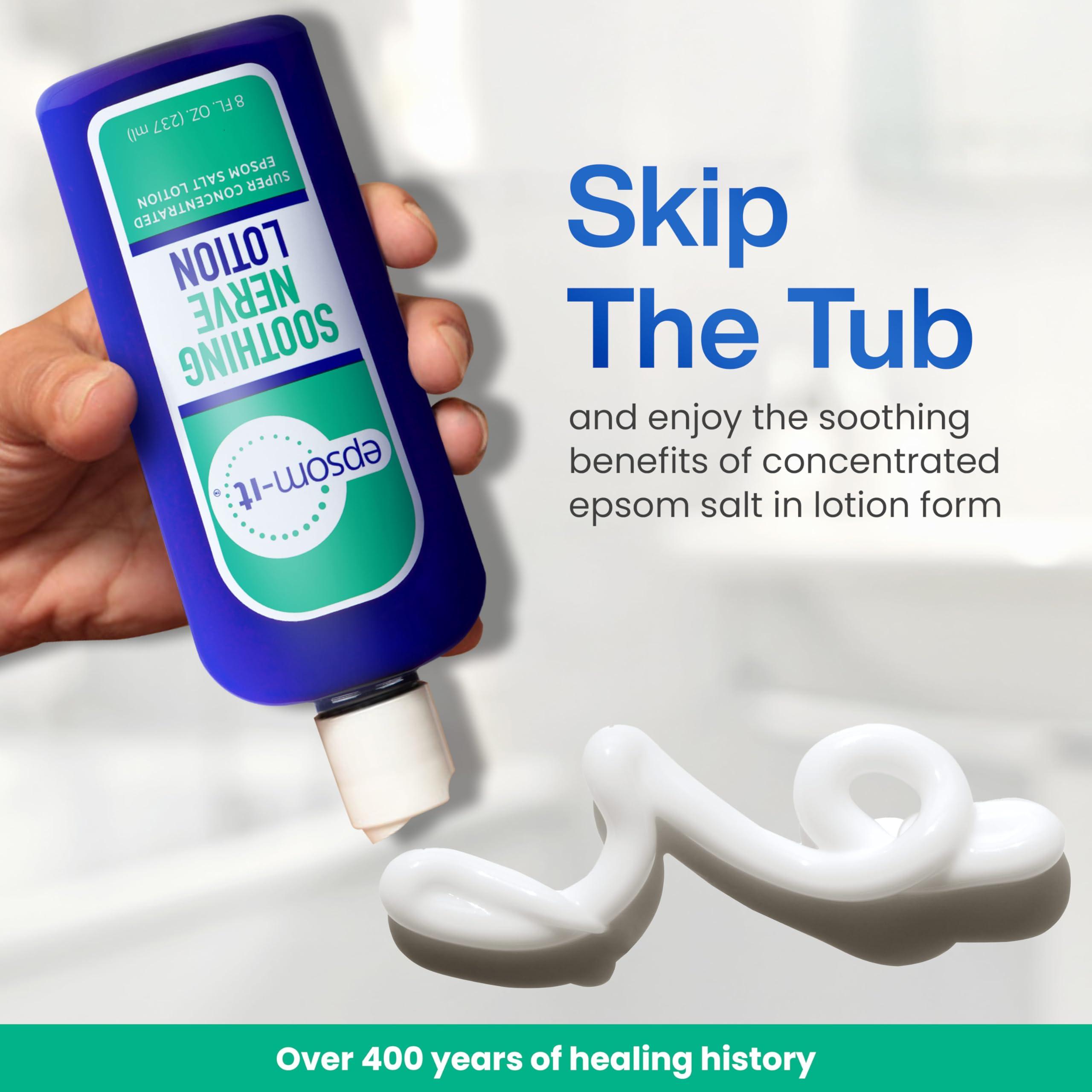 EPSOM-IT Epsom-It Soothing Nerve Lotion - Epsom Salt Magnesium Lotion, Topical Magnesium Cream with Capsaicin & Arnica for Muscle Discomfort, Restless Legs and Better Sleep, 8.0 oz.