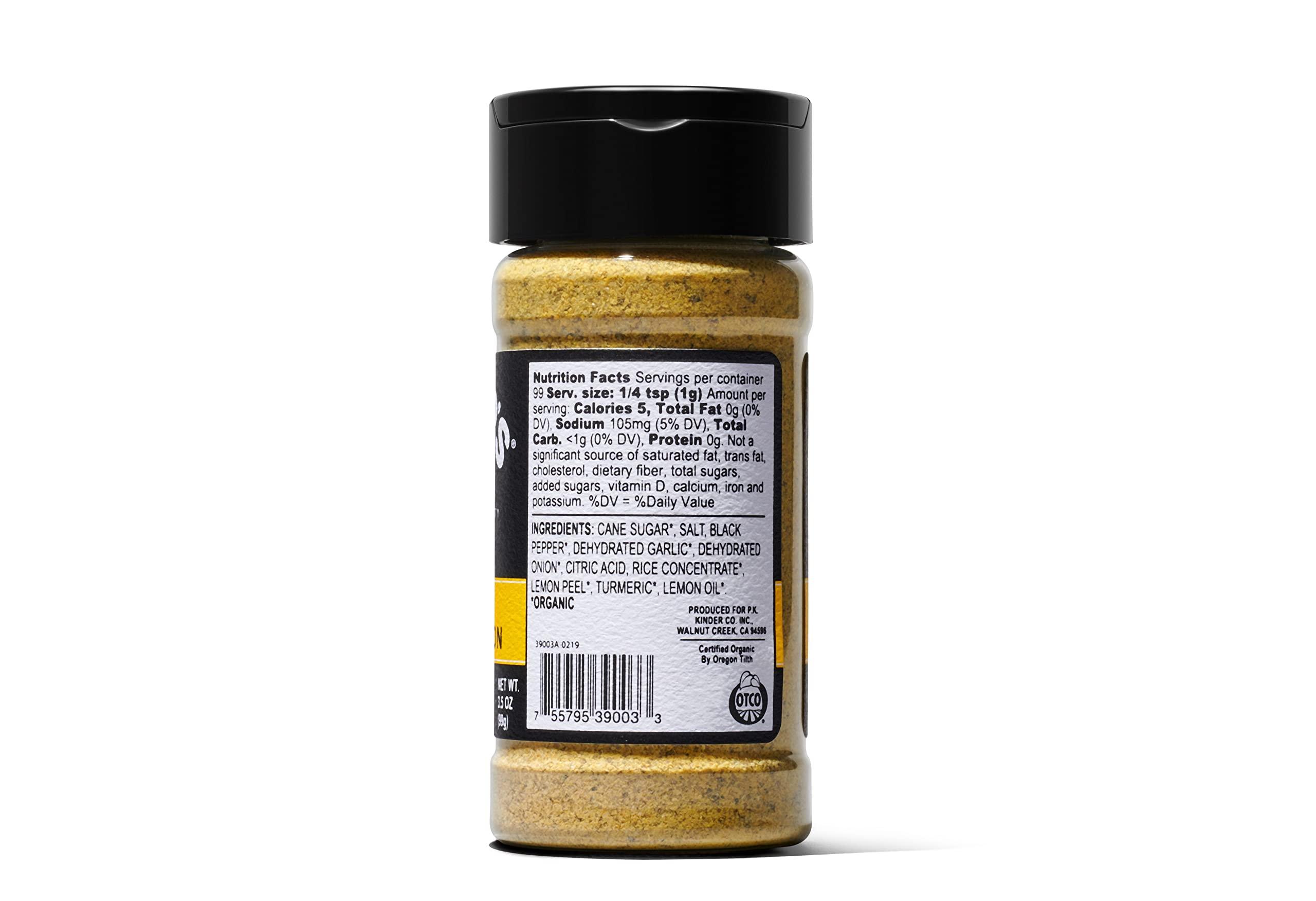 KINDER'S Kinder\'s Organic Cracked Pepper and Lemon, Premium Quality Seasoning, MSG Free and USDA Certified Organic, 3.5 oz