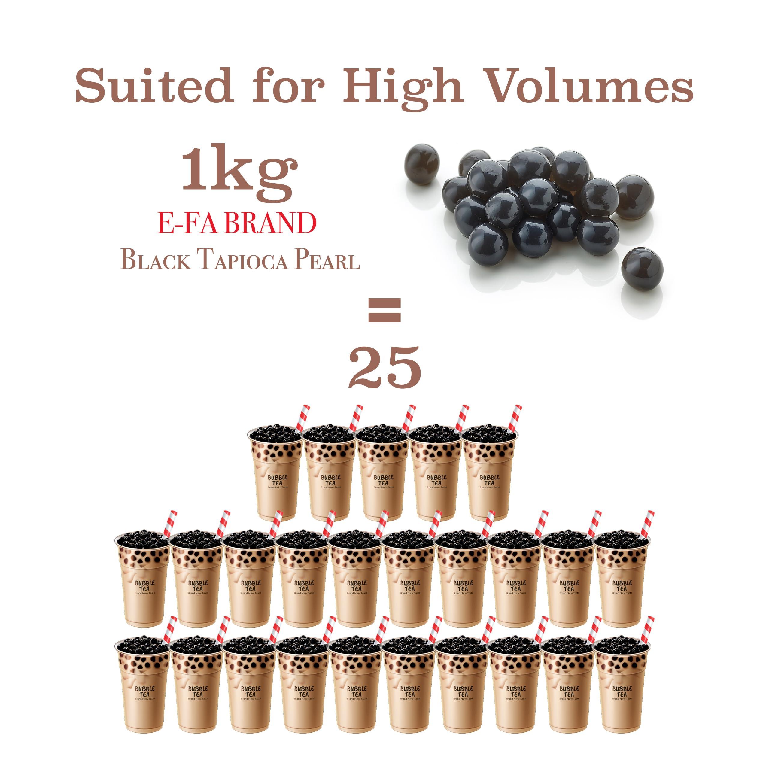 E-FA BRAND E8 E-FA BRAND Boba Black Tapioca Pearl, Fresh Boba Bubble Tea, Ready to Cook in 5 Minutes or Microwave in 3 Minutes, 2.2 LB (Pack of 2)