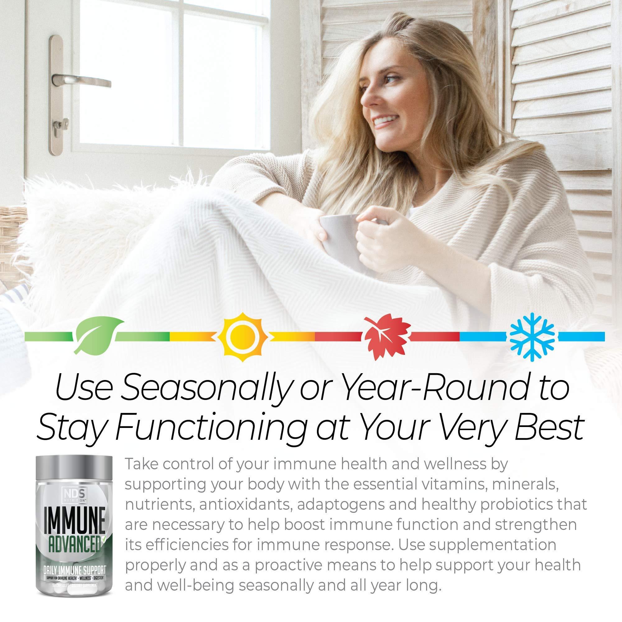 FitLife Brands NDS Nutrition Advanced Immune Booster – Comprehensive Immune Support Supplement for Adults with Elderberry, Vitamin C, Vitamin D, Zinc and 5 Billion CFU Probiotic - Herbal Immune Defense (90 Capsules)