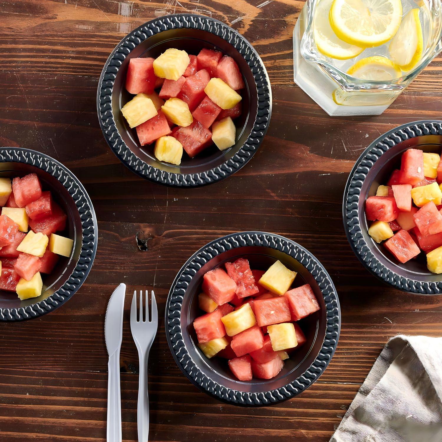 Bluesky Cuisine Black Plastic Bowls - 12oz. (Pack of 100) Durable & Microwave Safe Disposable Plastic Bowls, Perfect Party Soup Bowls Disposable - Perfect Black Bowls for Parties, Weddings, And Everyday Use