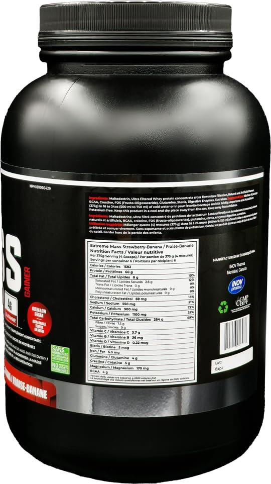 Sunshine Biopharma Extreme Mass Gainer Muscle Builder, 5 lbs (2.27 kg) Low Sugar high Calories for Intense Workouts
