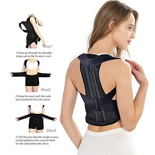 XMSM XS-5XL Full Back Brace Posture Corrector for Men Women&Teenagers,Adjustable Back Shoulder Lumbar Spine Support Belt Waist Trainer,Improve Poor Posture,Pain Relief (Color : Black, Size : Medium)