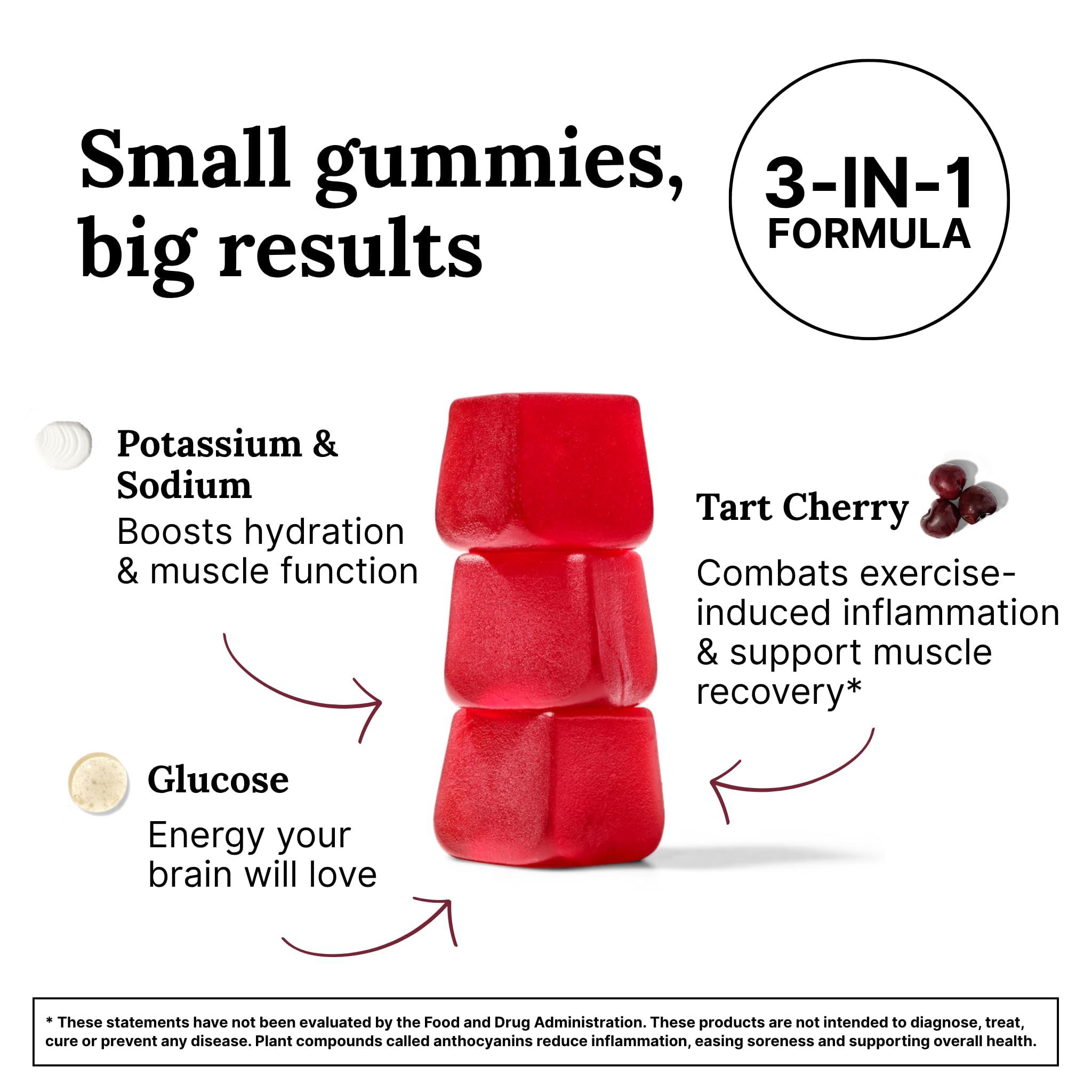 For Wellness Recovery Gummies - Tart Cherry Gummies for Muscle Recovery - Hibiscus Cherry Flavor with Antioxidants & Electrolytes Combats Soreness, Fights Inflammation, Boosts Energy - Vegan, Non-GMO, Gluten-Free