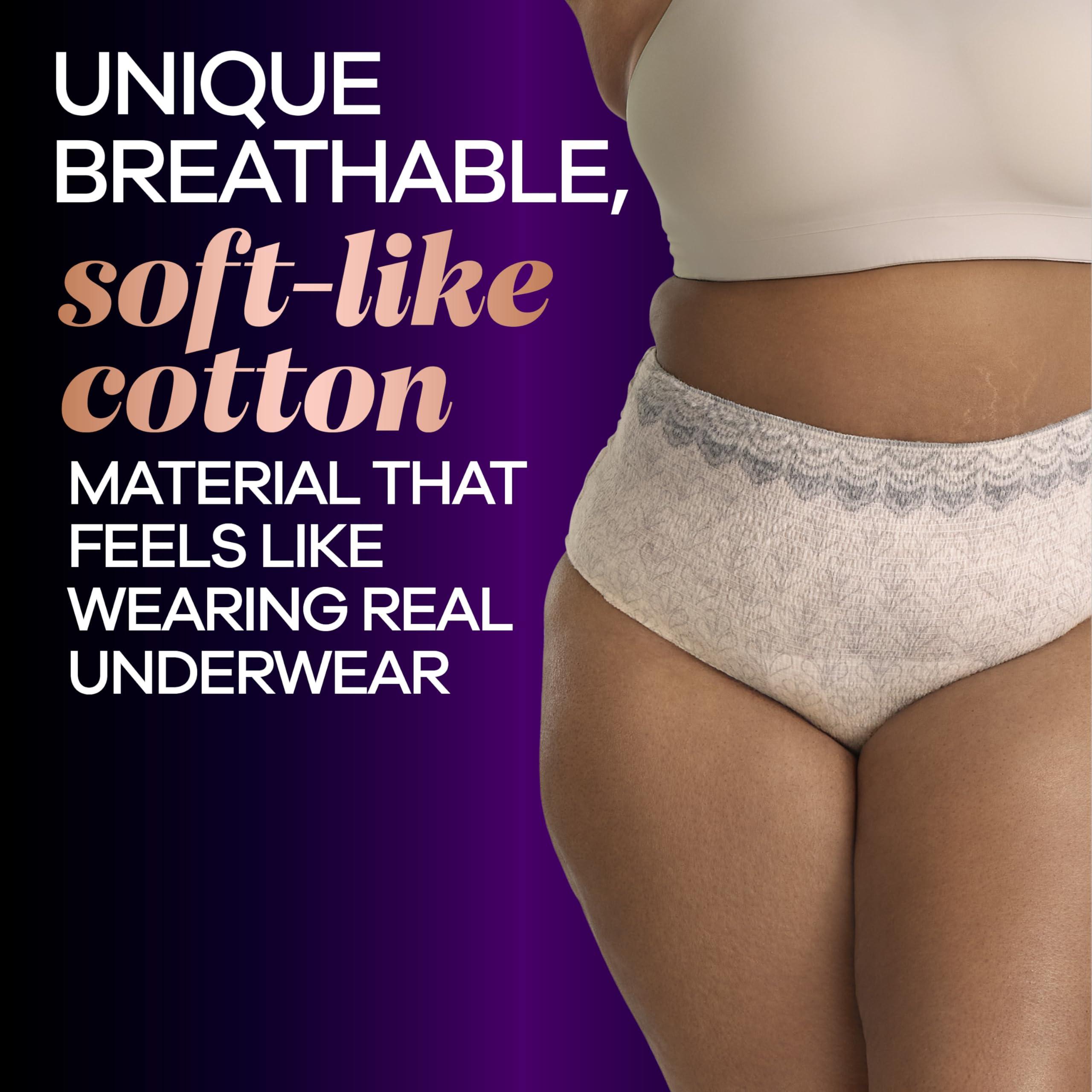 Always Always Discreet Boutique Incontinence and Postpartum Underwear for Women, Maximum Protection, L, Rosy, 44 Count