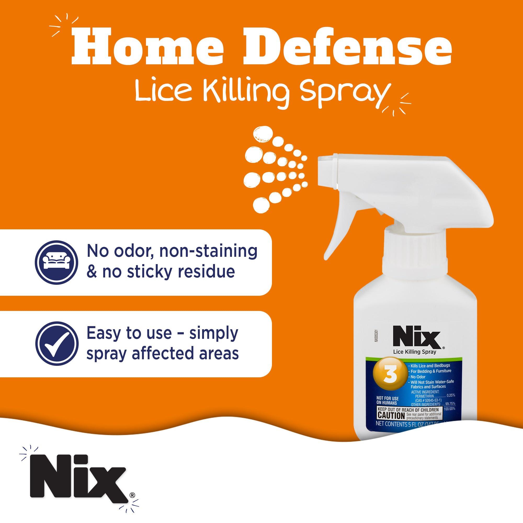 Nix Nix Lice Creme Rinse 2 Fl Oz and Lice Comb Bundle with Nix Lice & Bedbug Killing Spray 5 fl oz for Home