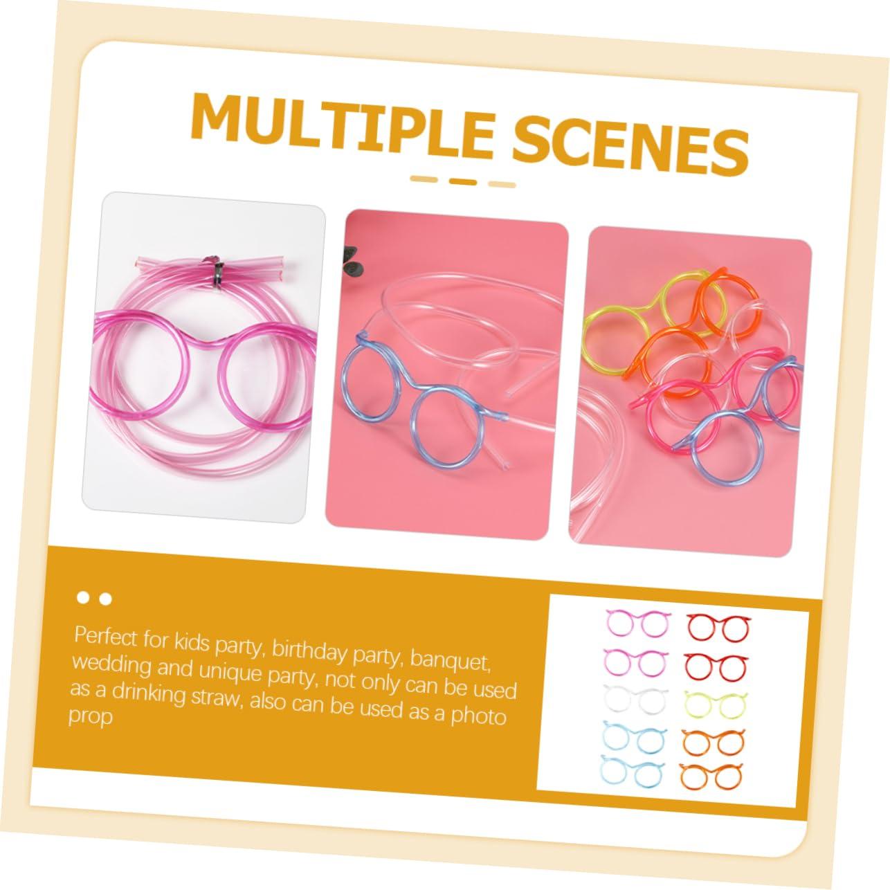 PRETYZOOM PRETYZOOM Funny Straw Eyeglasses Shaped Plastic Straws Disposable for Carnival Events