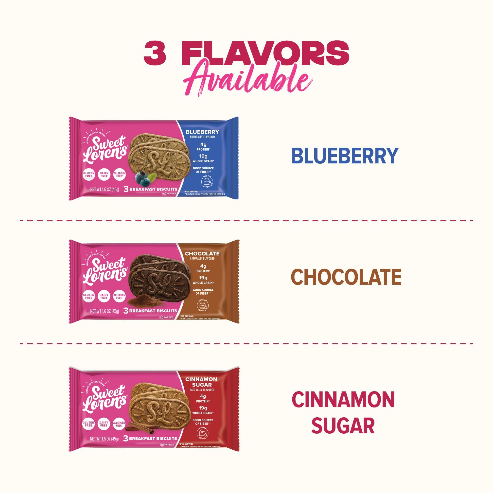 Sweet Loren\'s Sweet Loren\'s Vegan Breakfast Biscuits | Cinnamon Sugar | 4g Protein, 19g Whole Grains | Plant Based, Gluten Free, Dairy Free, Nut Free Snacks | 3 Pack (15 Total Biscuits, 1.6 ounce each)